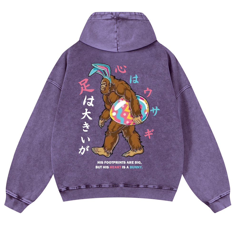 Easter Bigfoot Vintage Washed Cotton Back Art Hoodie