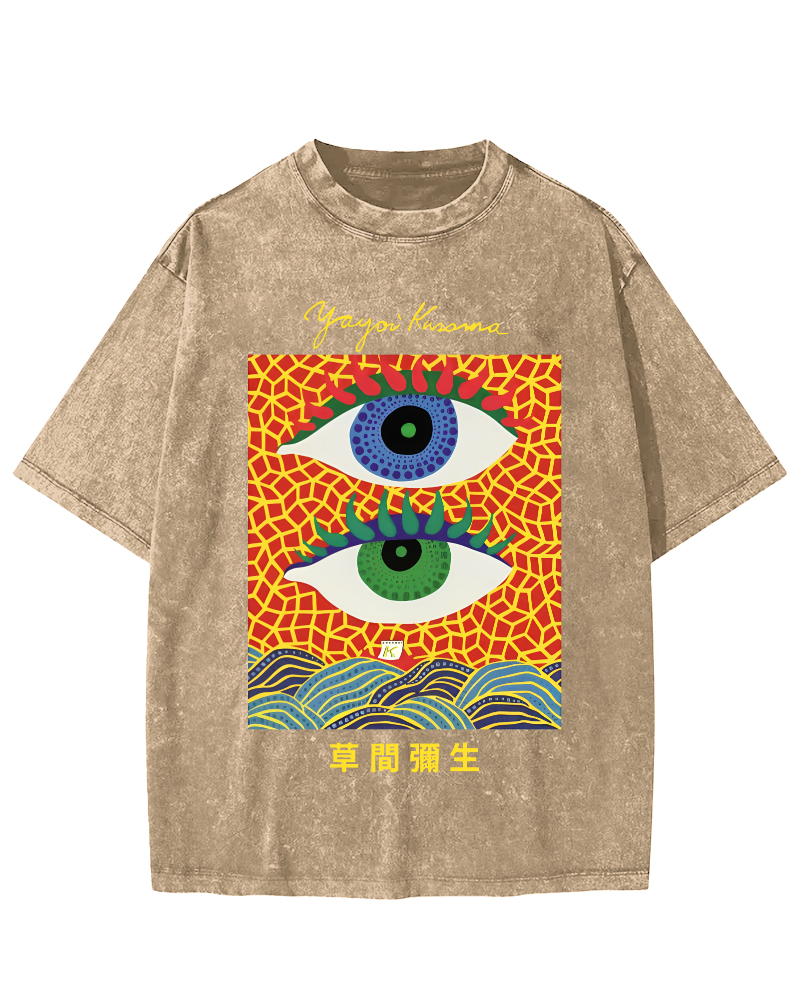 Yayoi Kusama's Abstract Eye Art Vintage Washed T-shirt