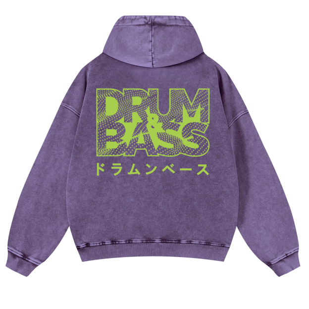 Drum & Bass Vintage Washed Cotton Back Art Hoodie