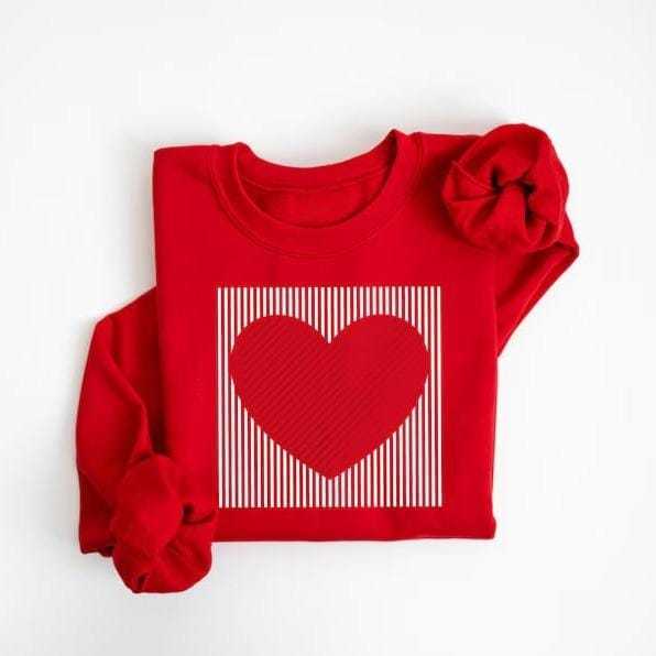Retro Valentines Heart Printed Sweatshirt