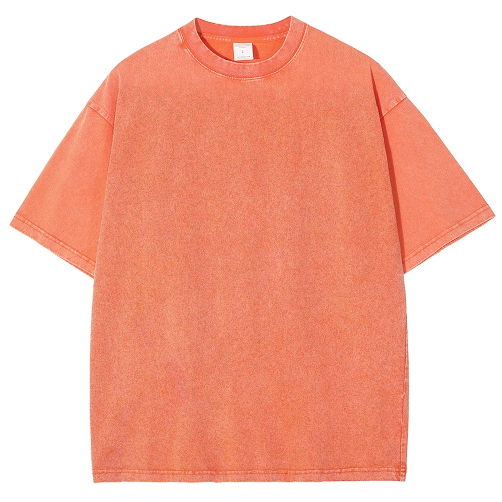 Fishes Pattern Printed Washed Vintage Short Sleeves T-Shirt