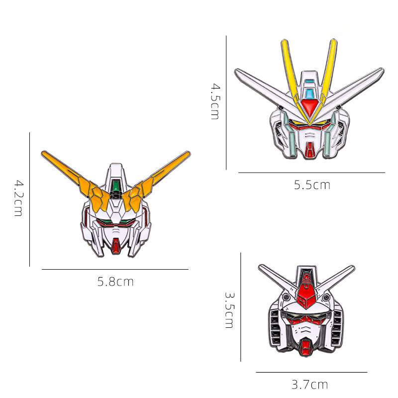 Japanese Anime Creative Mobile Suit Rx-78 Gundam Brooch Cartoon Unicorn Freedom Metal Badge Bag
