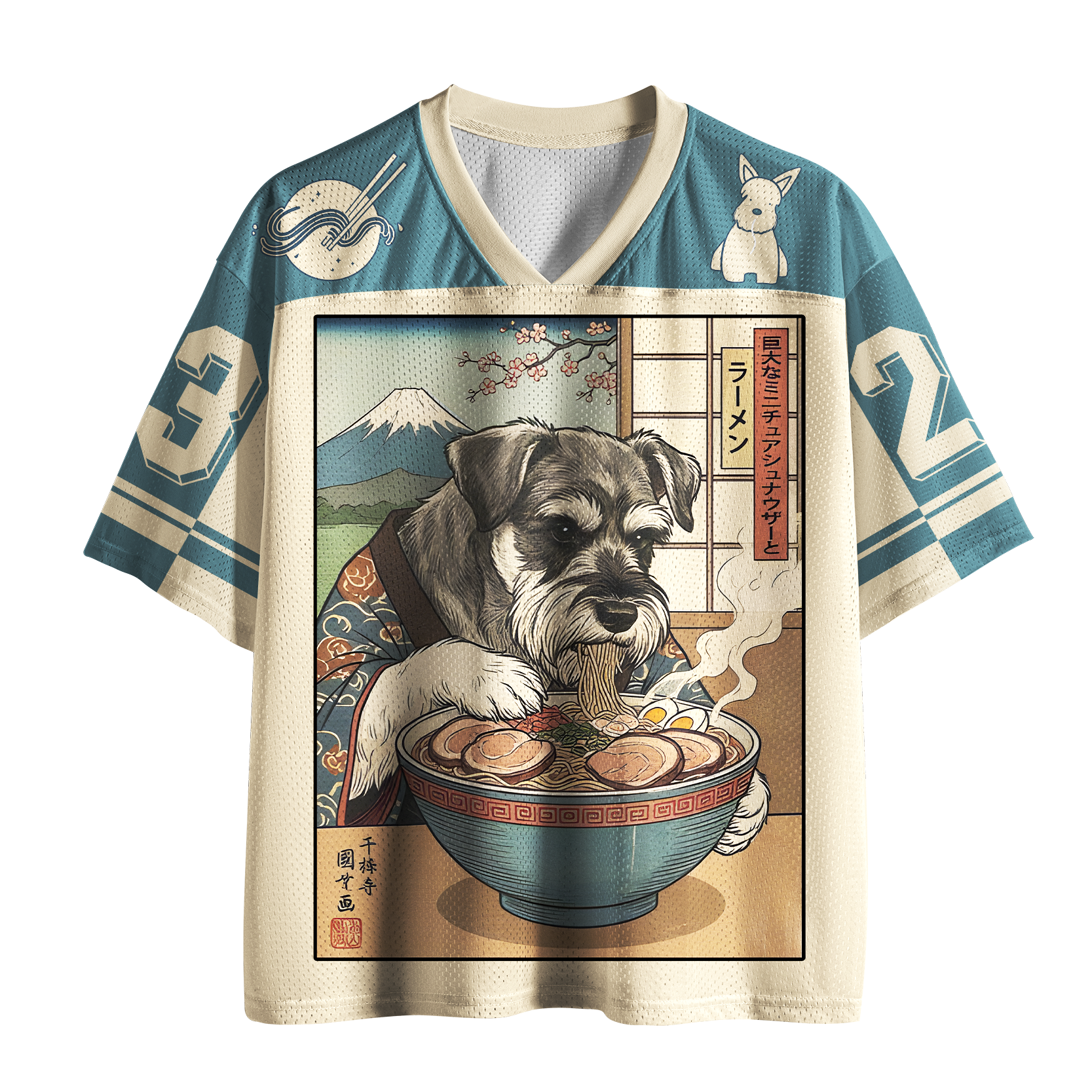 Schnauzer Slurp: Ramen Master Printed Jersey Shirts