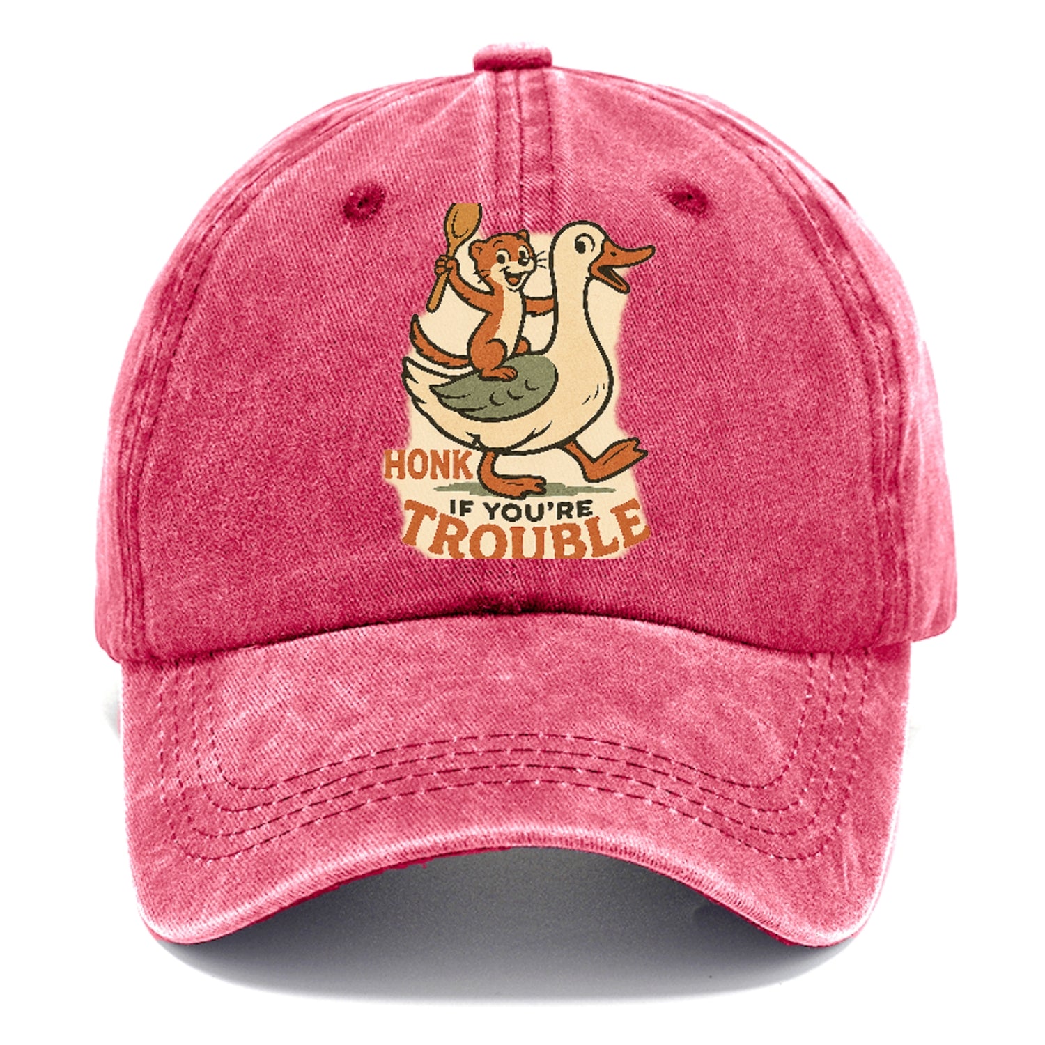 Trouble Cartoon Washed Cap