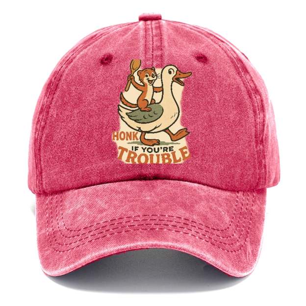 Trouble Cartoon Washed Cap