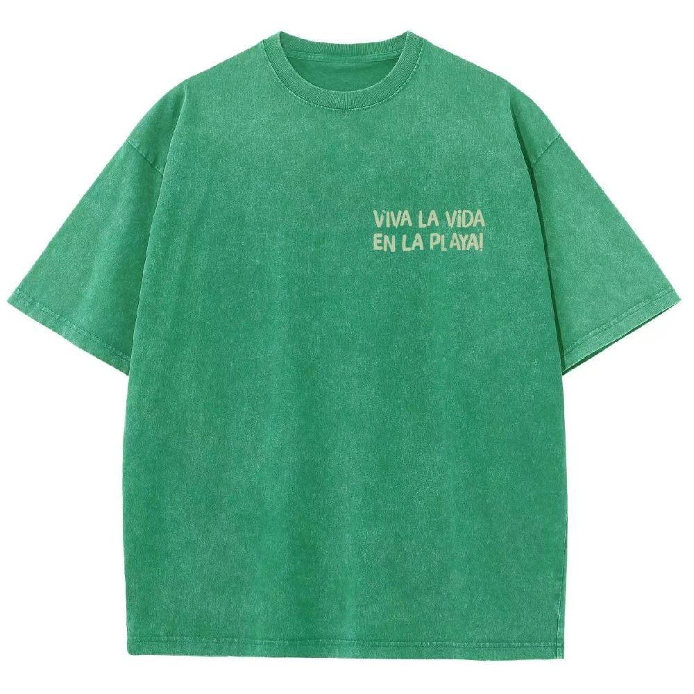 Polka Dot Fish Washed Vintage Short Sleeves T-Shirt