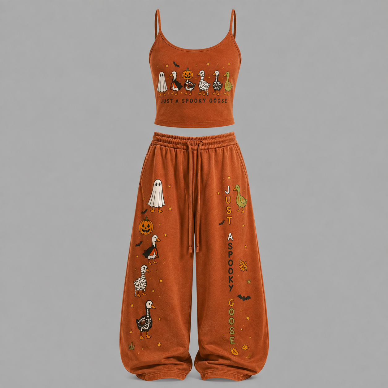 Just A Spooky Goose Halloween Top & Elasticated Trousers Two-Piece Set