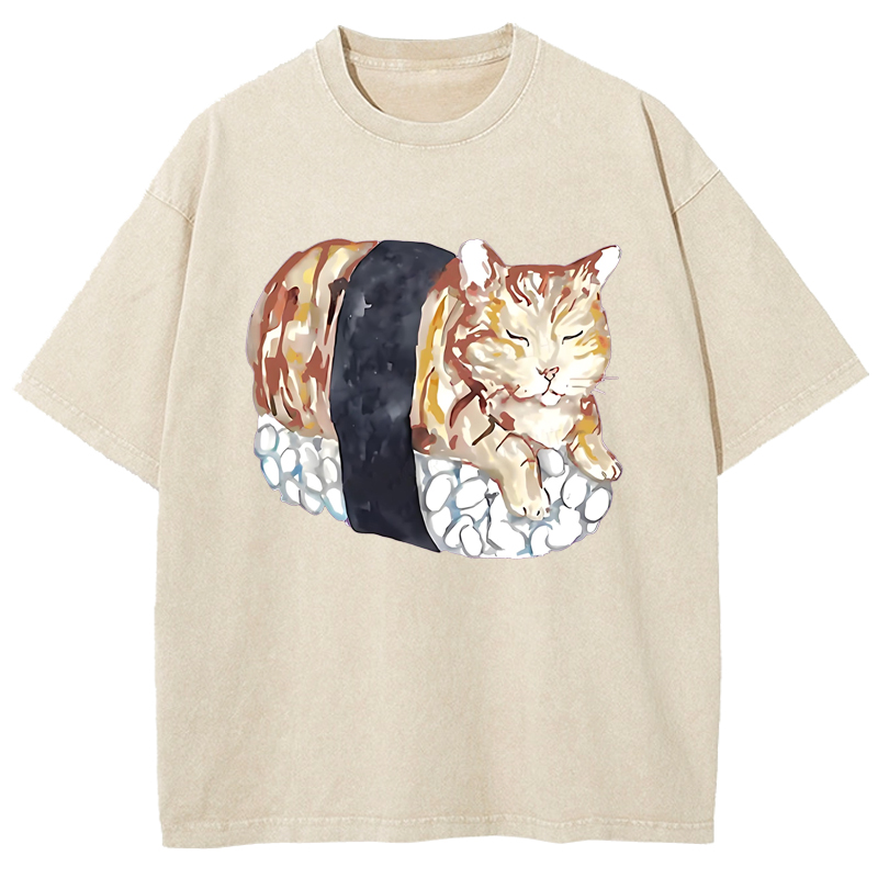  Sushi Cat Washed T-Shirt