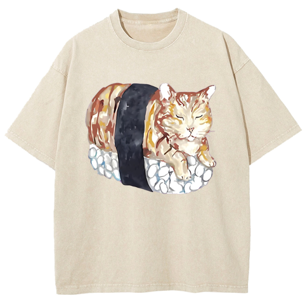 Sushi Cat Washed T-Shirt