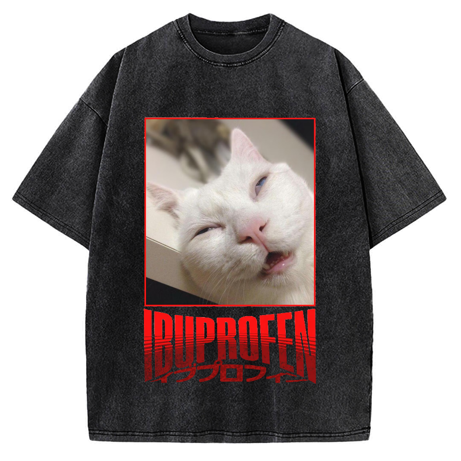 Ibuprofen Cat Vintage Washed T-shirt