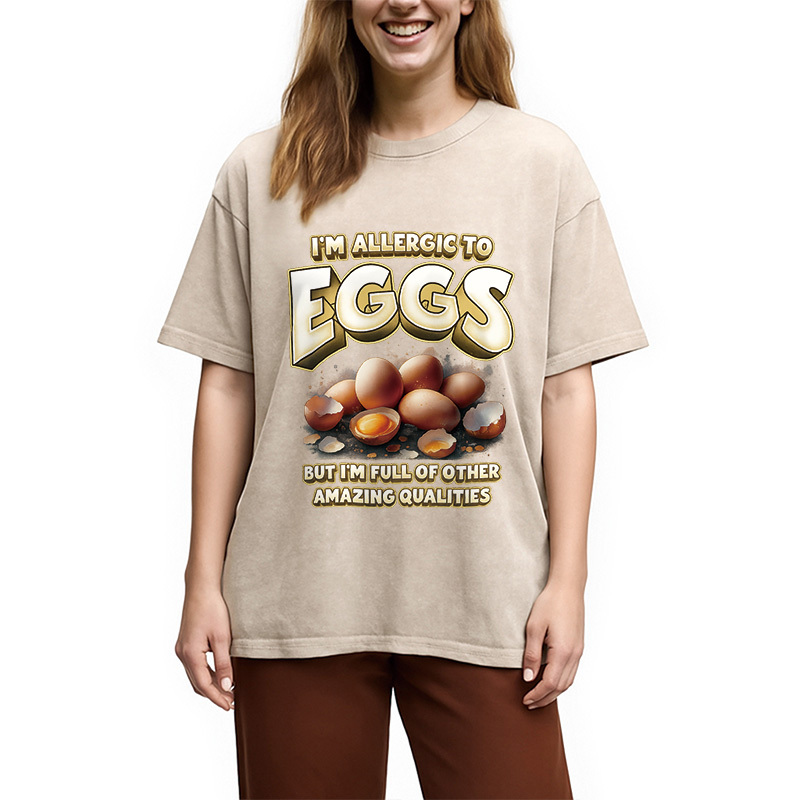 Egg Allergy Washed T-Shirt