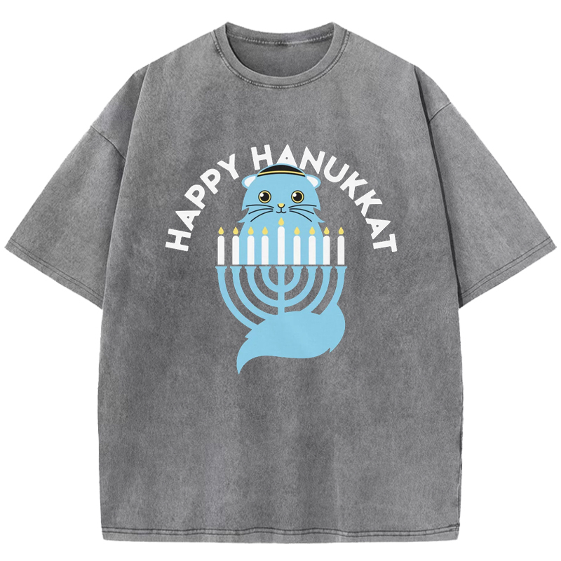  Happy Hanukkat Washed T-Shirt