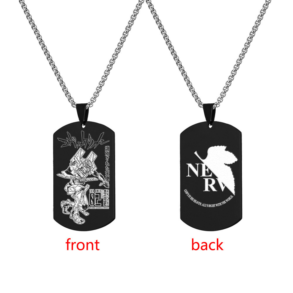 Neon Genesis Evangelion Stainless Steel Military Tag Engraved Necklace Tag Shinji Ikari Ayanami Rei Titanium Steel Dog Tag