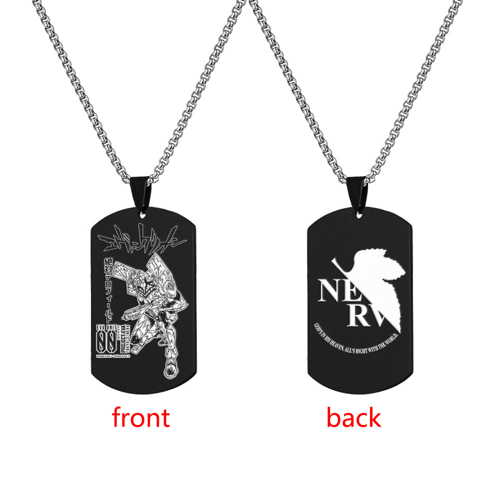 Neon Genesis Evangelion Stainless Steel Military Tag Engraved Necklace Tag Shinji Ikari Ayanami Rei Titanium Steel Dog Tag