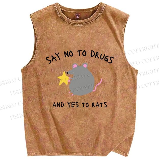 Unisex Say No To Drugs Viral Meme Printed Washed Tank Top