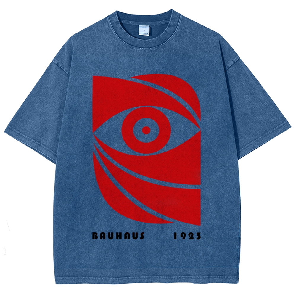 Unisex Bauhaus Eye Printed Washed T-shirt