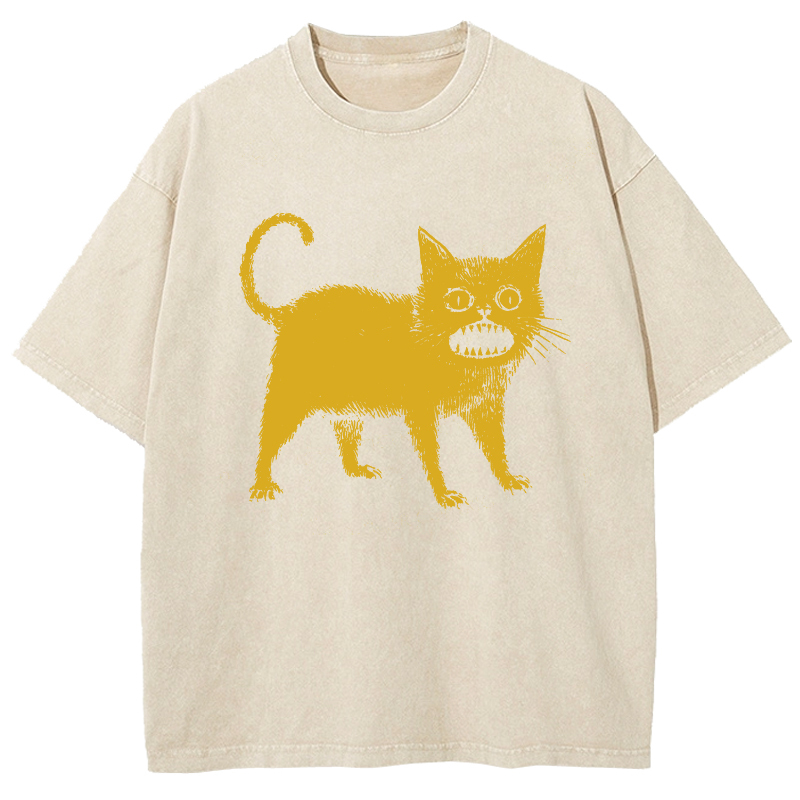 Horrible Japanese Cat Washed T-Shirt
