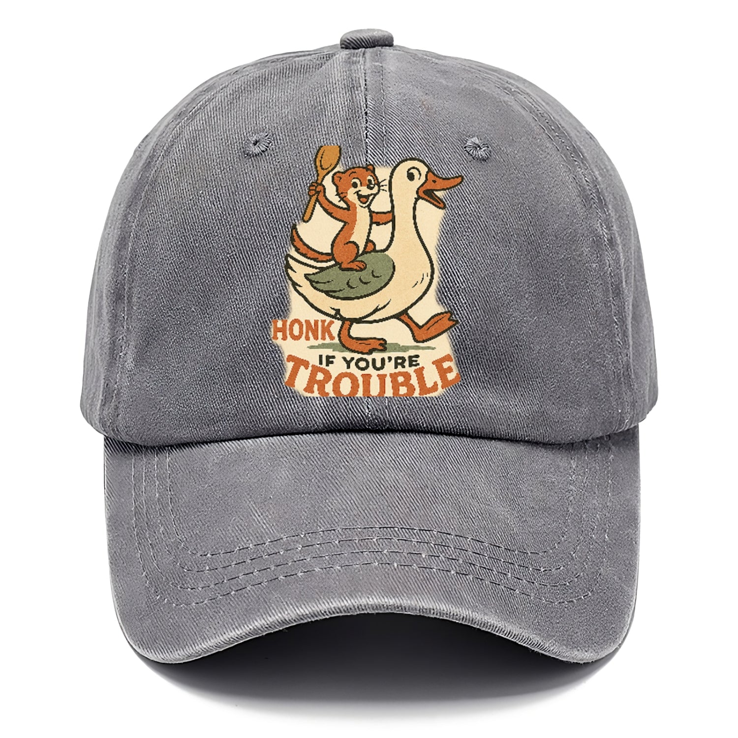 Trouble Cartoon Washed Cap