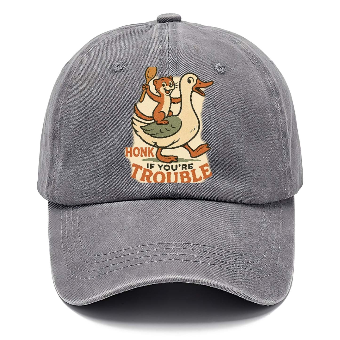 Trouble Cartoon Washed Cap