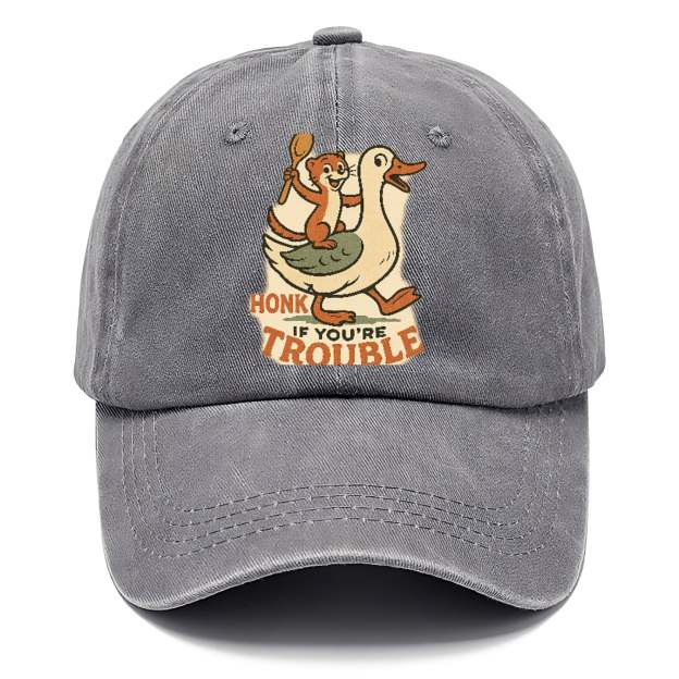 Trouble Cartoon Washed Cap