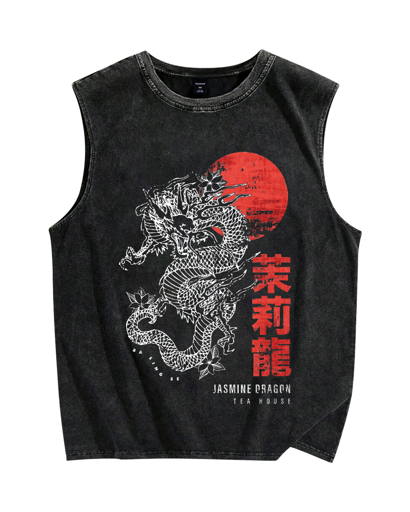 Jasmine Dragon Vintage Distressed Washed Tank Top