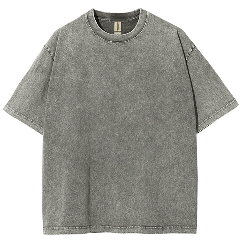 Fishes Pattern Printed Washed Vintage Short Sleeves T-Shirt
