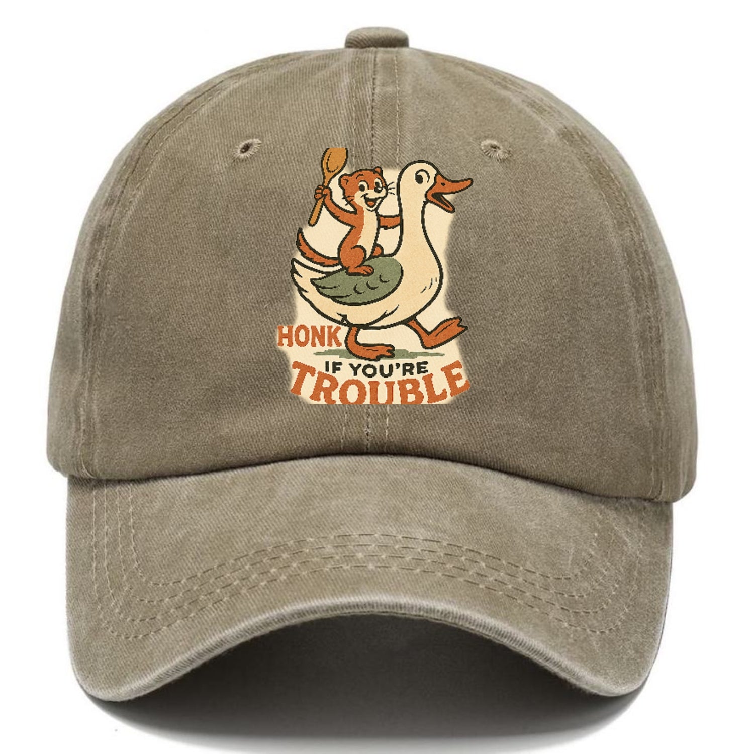 Trouble Cartoon Washed Cap