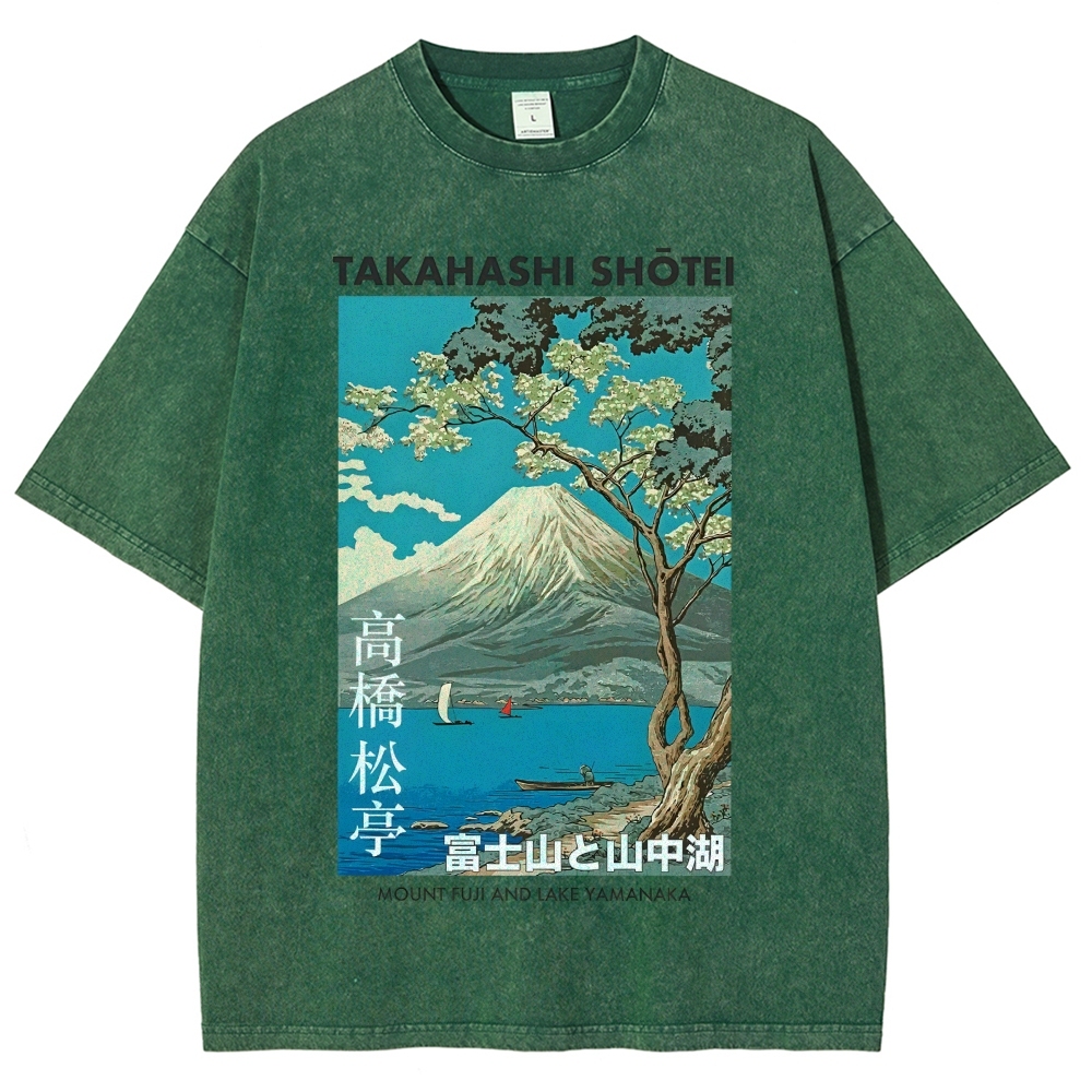 Mount Fuji and Lake Yamanaka Vintage Washed T-shirt