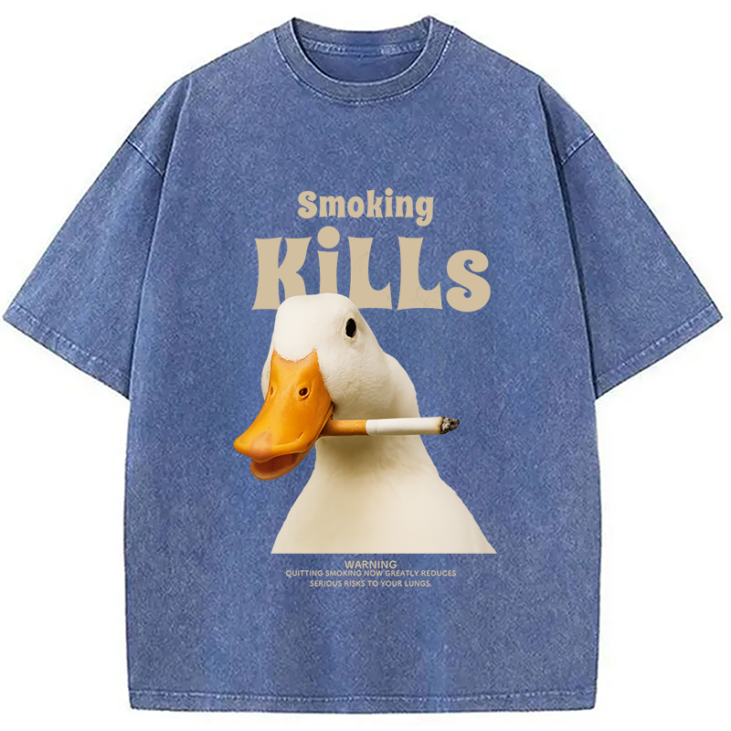 Goose Smoking Funny Meme  Washed T-Shirt
