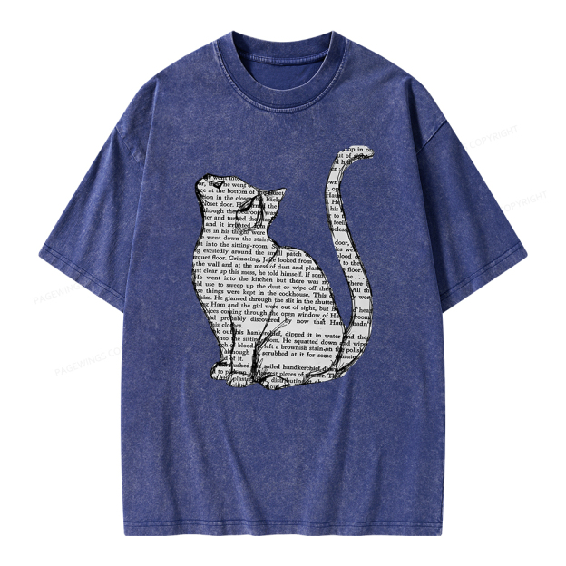 Lots Of Books And Cute Cats Unisex Washed T-shirt