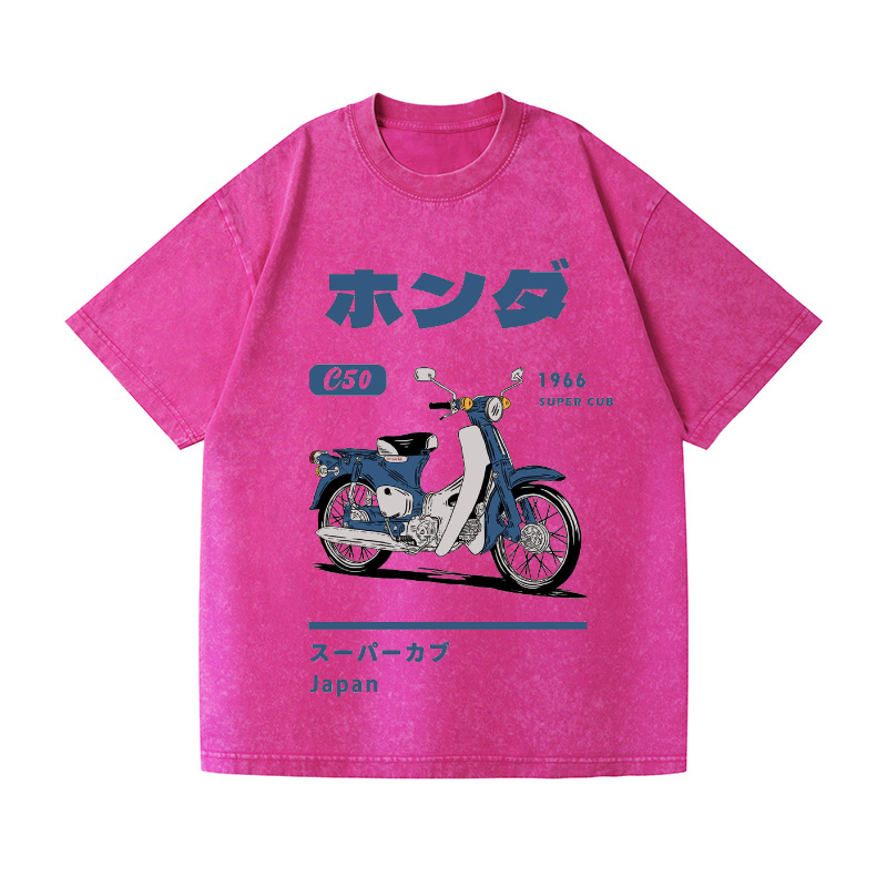Honda C50 Super Cub Motorcycle Vintage Wash Japanese Design T-Shirt