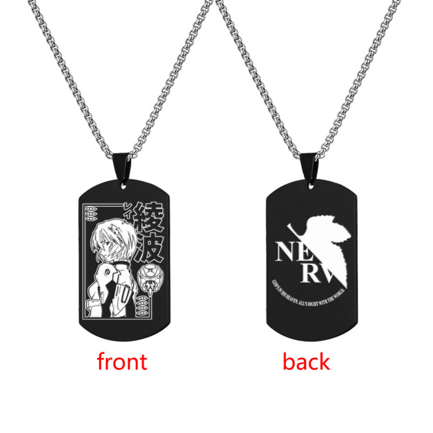 Neon Genesis Evangelion Stainless Steel Military Tag Engraved Necklace Tag Shinji Ikari Ayanami Rei Titanium Steel Dog Tag