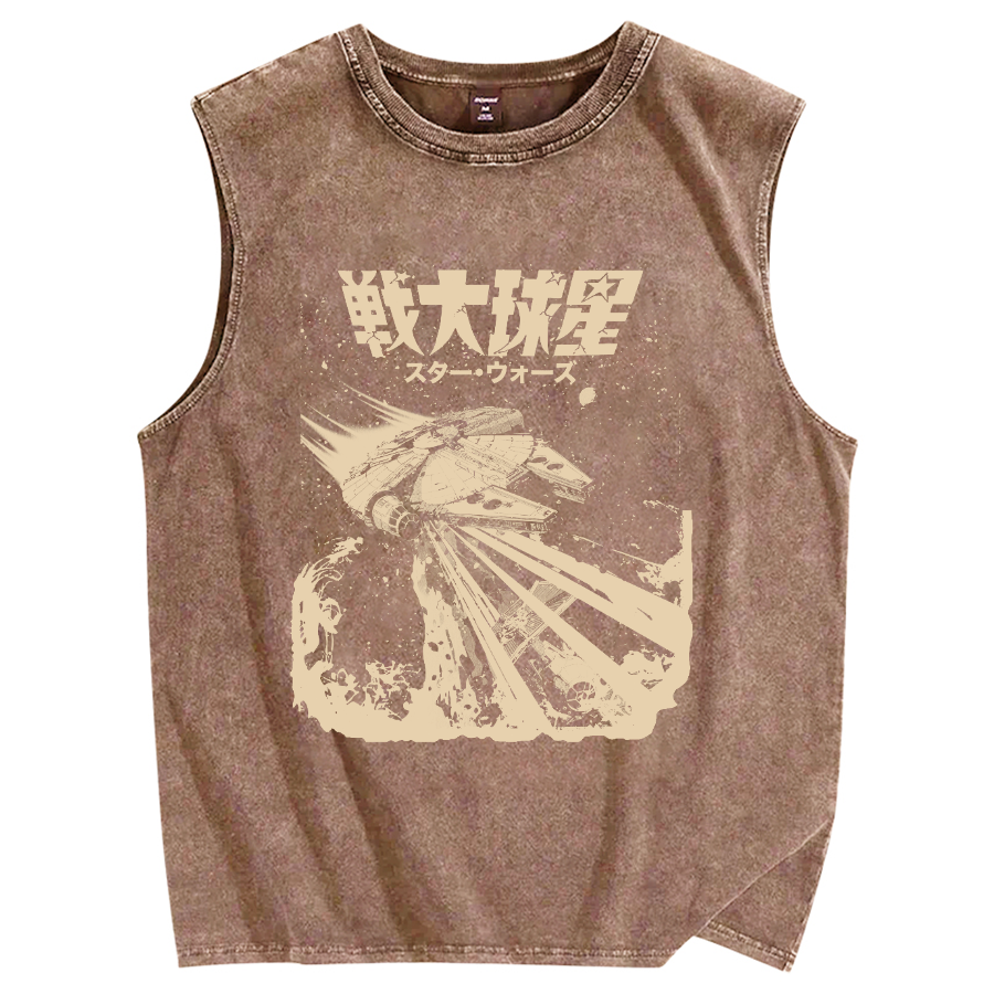 Falcon Space Battleship Vintage Distressed Washed Tank Top