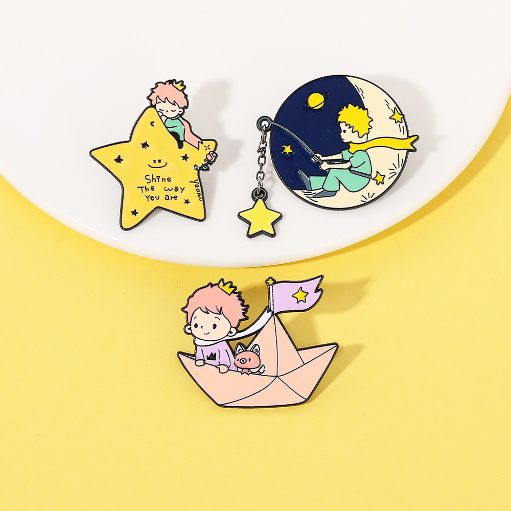 The Little Prince Rose Decorated Cosmic Fairy Tale Metal Pins