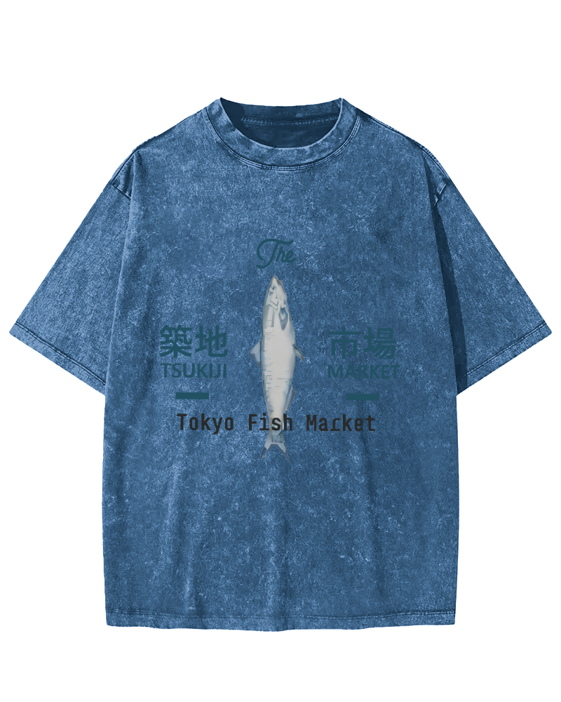Tokyo Tsukiji Fish Market Vintage Washed T-shirt