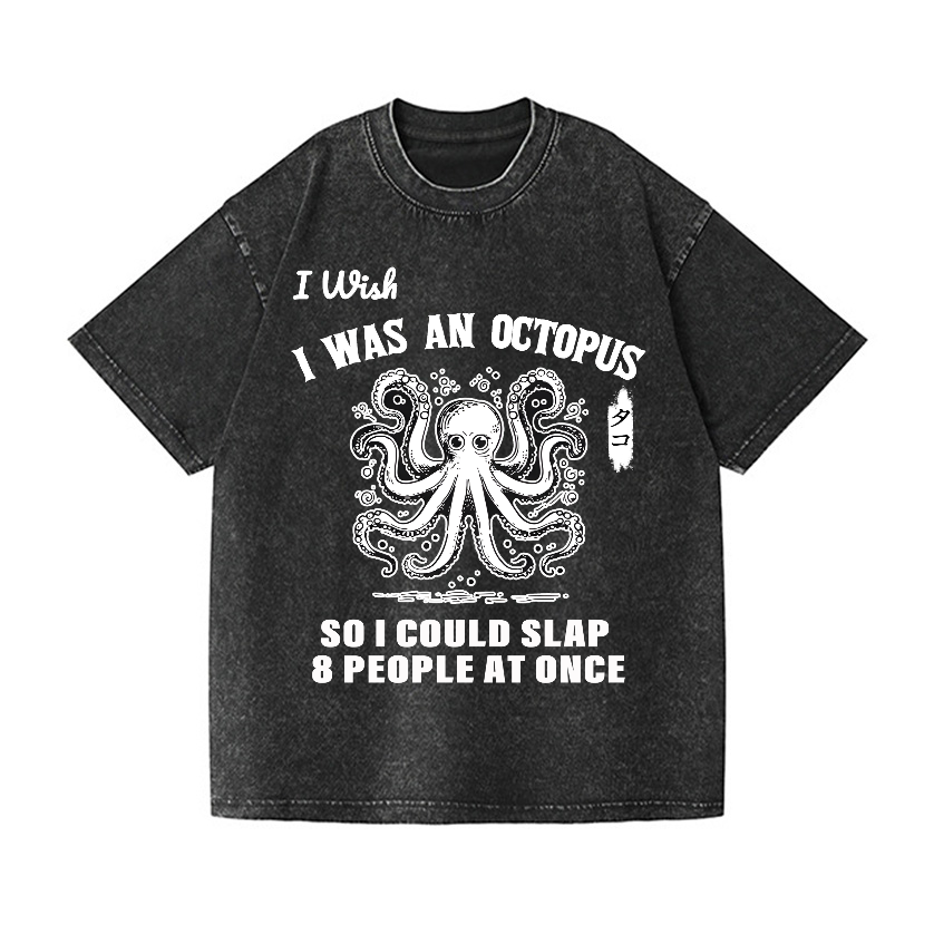 Octopus Vintage Wash Japanese Design T-Shirt
