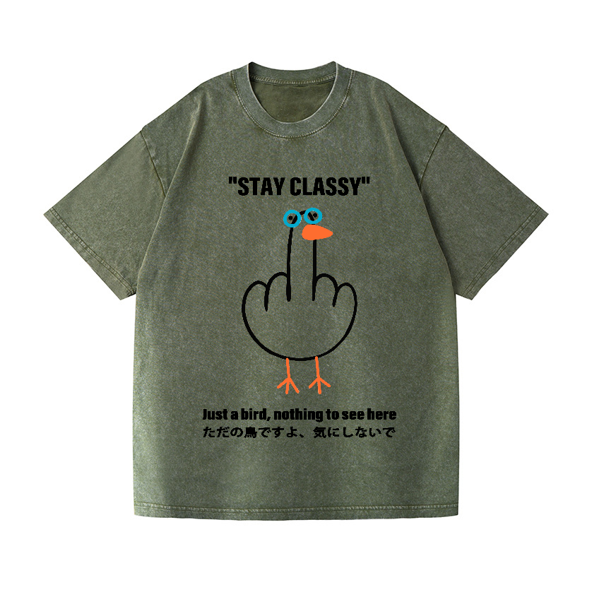 Stay Classy Goose Bird Vintage Wash Japanese Design T-Shirt