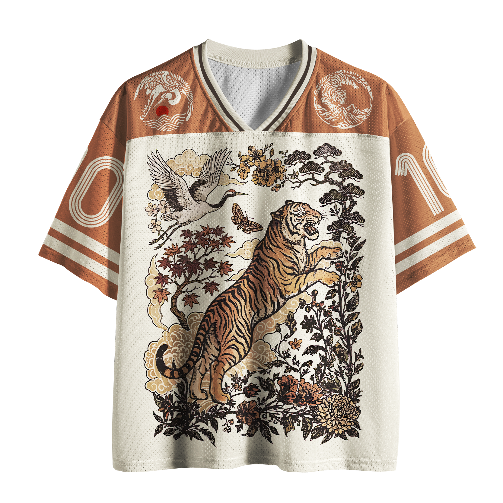 Oriental Majesty: Tiger&Crane Printed Jersey Shirts