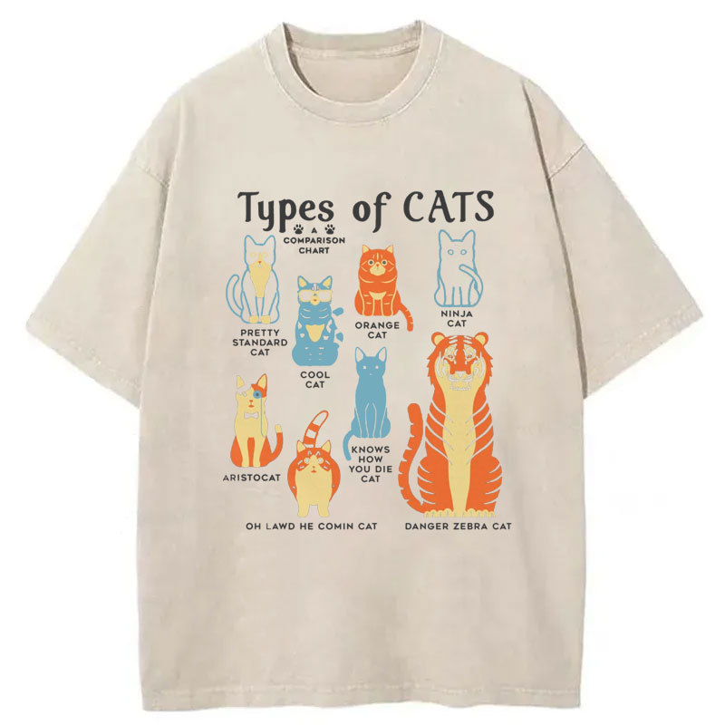 Types Of Cats Washed T-Shirt