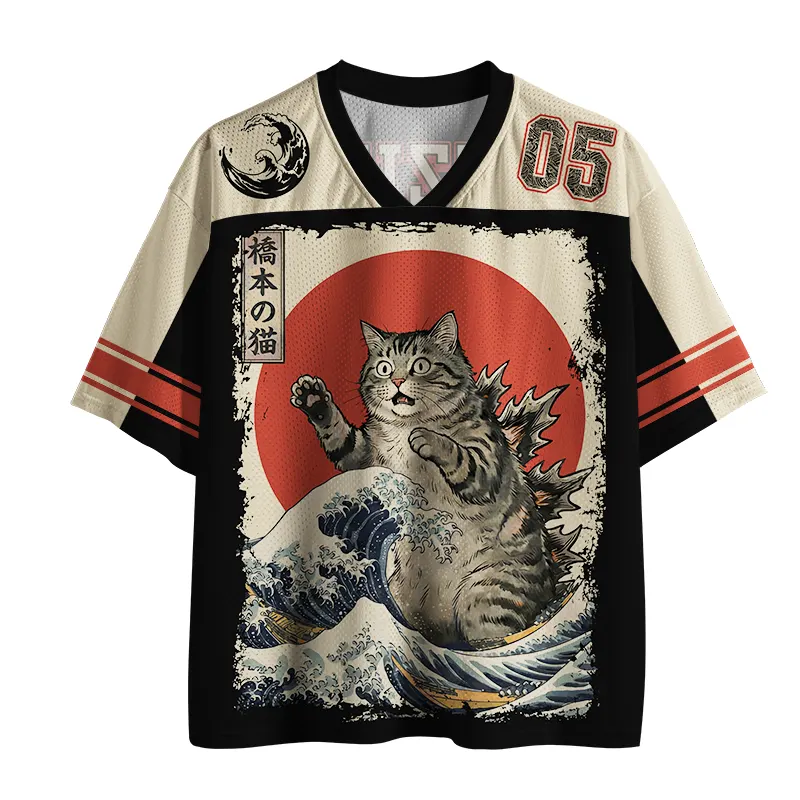 Cat Is Causing Destruction Printed Jersey Shirts