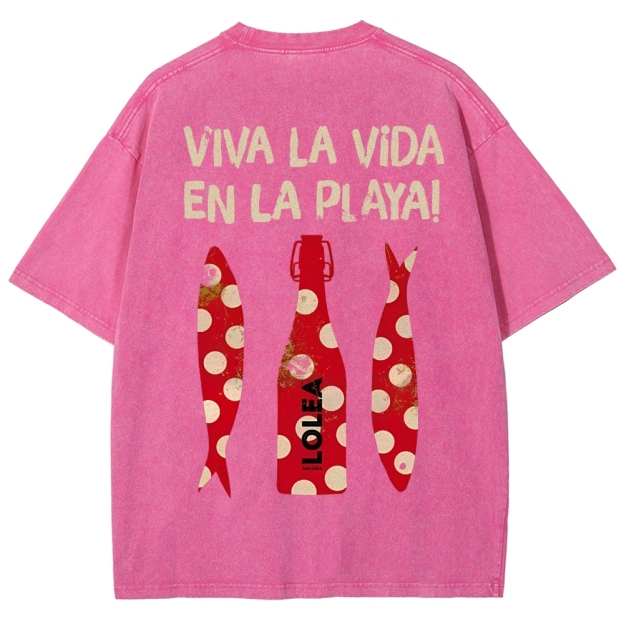 Polka Dot Fish Washed Vintage Short Sleeves T-Shirt
