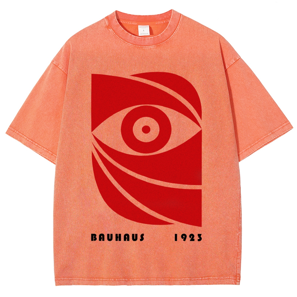 Unisex Bauhaus Eye Printed Washed T-shirt