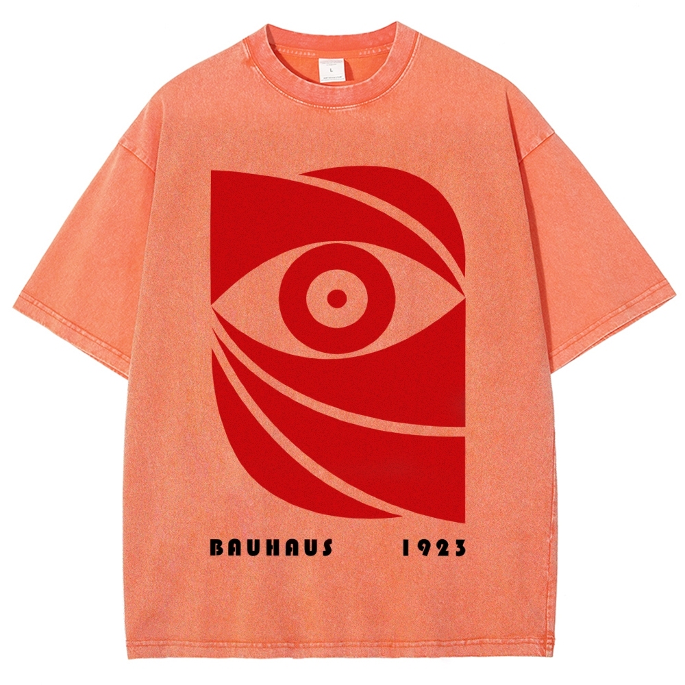 Unisex Bauhaus Eye Printed Washed T-shirt