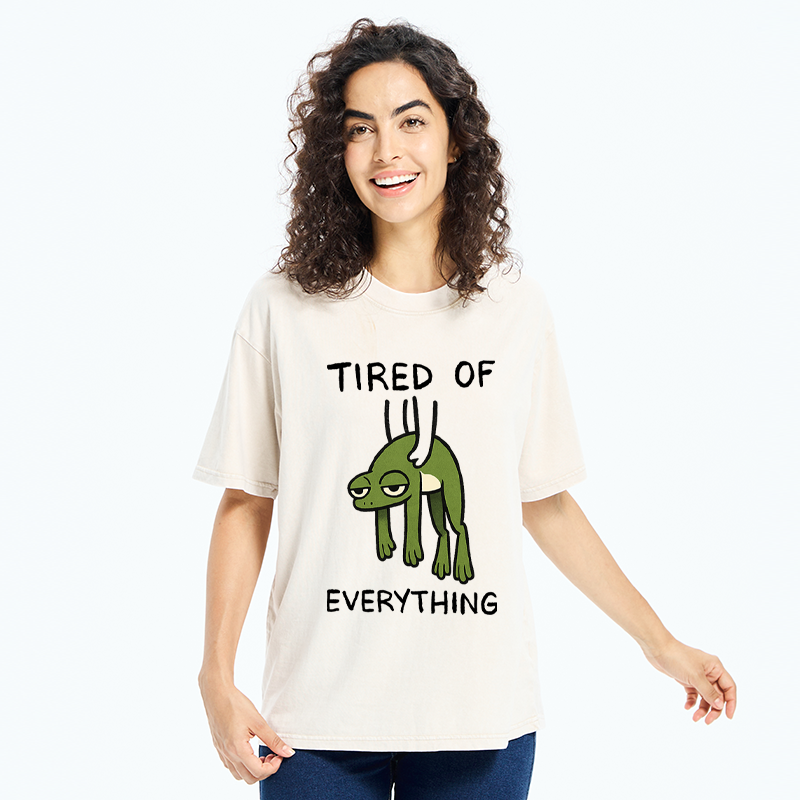 Unisex Tired Of Everything Frog Washed T-Shirt
