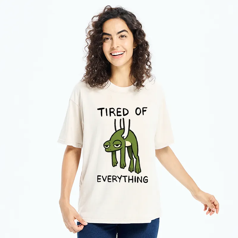 Unisex Tired Of Everything Frog Washed T-Shirt