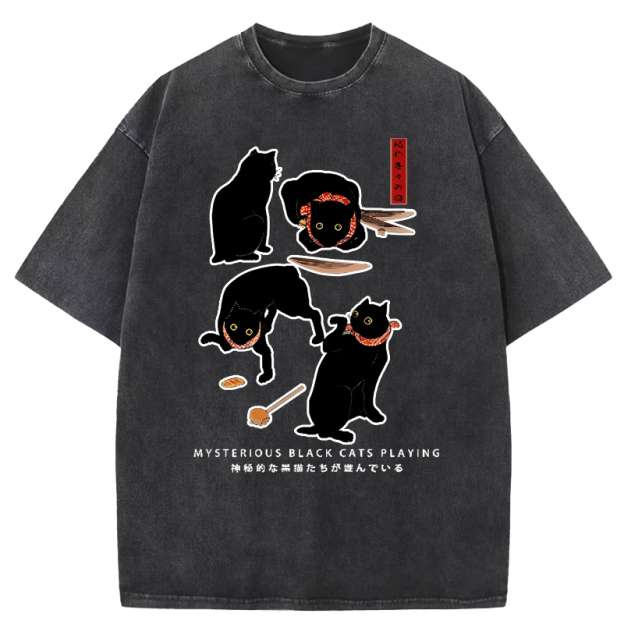  Black Cat Washed T-Shirt