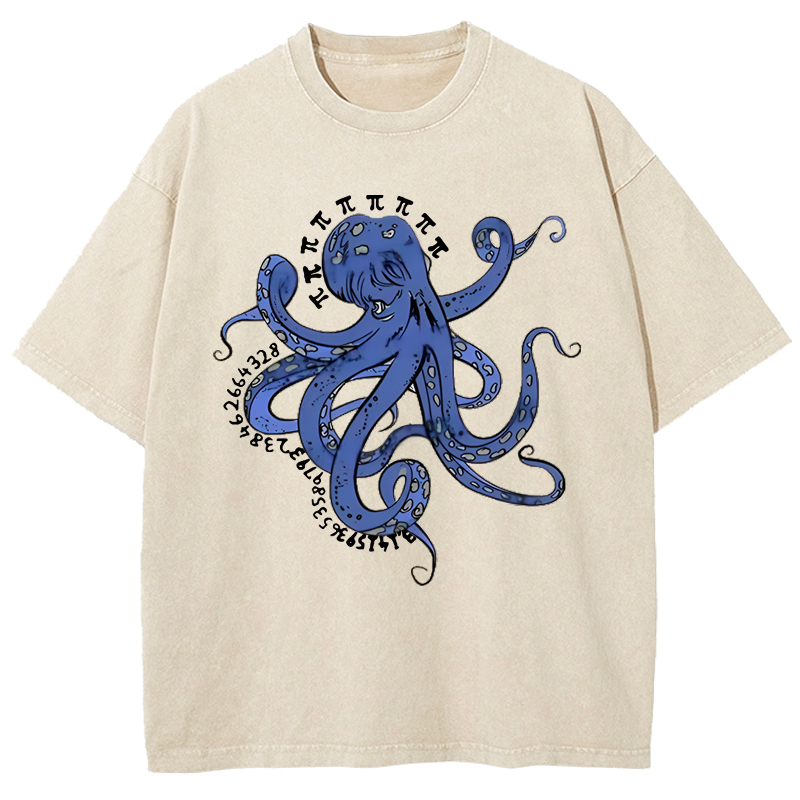  Pi Octopus Washed T-Shirt