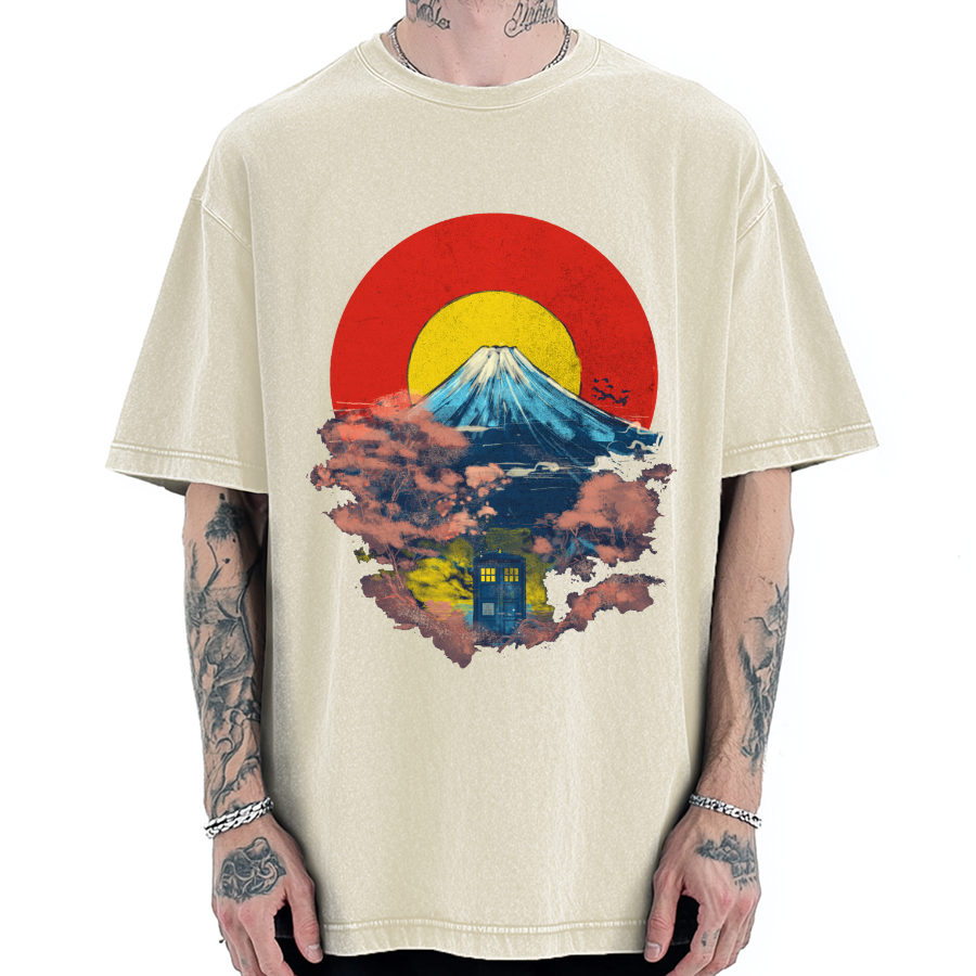 Mount Fuji & TARDIS Vintage Washed T-shirt