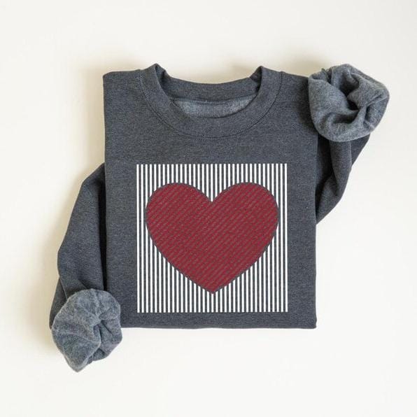 Retro Valentines Heart Printed Sweatshirt
