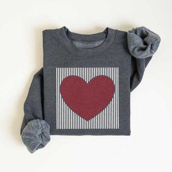 Retro Valentines Heart Printed Sweatshirt
